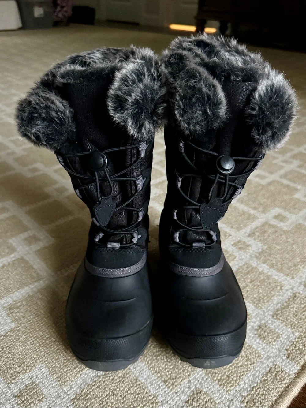 Kamik Kids Black Waterproof Faux Fur Insulated Winter Snow Boots Girls 3